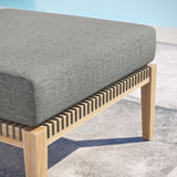 Clearwater Gray/Graphite Outdoor Patio Teak Wood Ottoman - Ornate Home