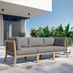 Clearwater Gray/Graphite Outdoor Patio Teak Wood Sofa - Ornate Home