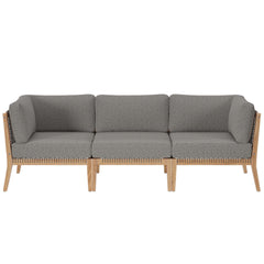 Clearwater Gray/Graphite Outdoor Patio Teak Wood Sofa - Ornate Home