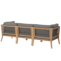Clearwater Gray/Graphite Outdoor Patio Teak Wood Sofa - Ornate Home