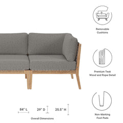 Clearwater Gray/Graphite Outdoor Patio Teak Wood Sofa - Ornate Home