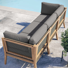 Clearwater Gray/Graphite Outdoor Patio Teak Wood Sofa - Ornate Home