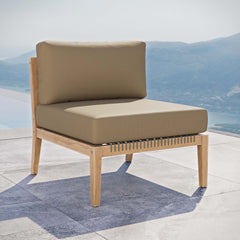 Clearwater Gray Light Brown Outdoor Patio Teak Wood Armless Chair - Ornate Home