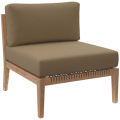 Clearwater Gray Light Brown Outdoor Patio Teak Wood Armless Chair - Ornate Home