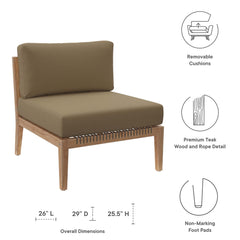 Clearwater Gray Light Brown Outdoor Patio Teak Wood Armless Chair - Ornate Home