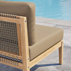 Clearwater Gray Light Brown Outdoor Patio Teak Wood Armless Chair - Ornate Home