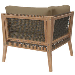 Clearwater Gray Light Brown Outdoor Patio Teak Wood Corner Chair - Ornate Home