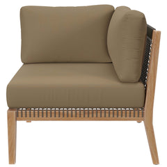Clearwater Gray Light Brown Outdoor Patio Teak Wood Corner Chair - Ornate Home