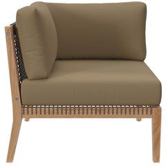 Clearwater Gray Light Brown Outdoor Patio Teak Wood Corner Chair - Ornate Home