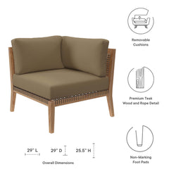 Clearwater Gray Light Brown Outdoor Patio Teak Wood Corner Chair - Ornate Home