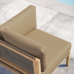 Clearwater Gray Light Brown Outdoor Patio Teak Wood Corner Chair - Ornate Home