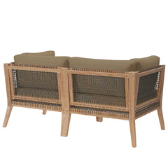 Clearwater Gray Light Brown Outdoor Patio Teak Wood Loveseat - Ornate Home