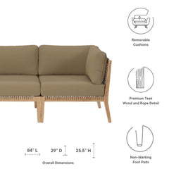 Clearwater Gray Light Brown Outdoor Patio Teak Wood Sofa - Ornate Home