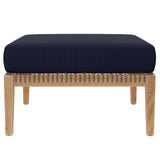 Clearwater Gray/Navy 6-Piece Outdoor Patio Teak Wood Sectional Sofa - 55x116" - Ornate Home