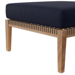Clearwater Gray/Navy 6-Piece Outdoor Patio Teak Wood Sectional Sofa - 55x116" - Ornate Home