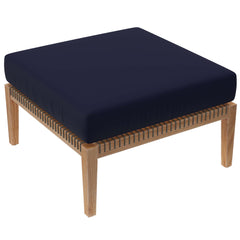 Clearwater Gray/Navy 6-Piece Outdoor Patio Teak Wood Sectional Sofa - 87x87" - Ornate Home