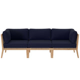 Clearwater Gray/Navy Outdoor Patio Teak Wood Sofa - Ornate Home