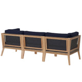 Clearwater Gray/Navy Outdoor Patio Teak Wood Sofa - Ornate Home