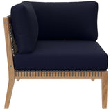 Clearwater Gray/Navy Outdoor Patio Teak Wood Sofa - Ornate Home