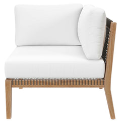 Clearwater Gray/White 4-Piece Outdoor Patio Teak Wood Sectional Sofa - Ornate Home