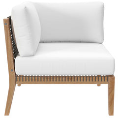 Clearwater Gray/White 4-Piece Outdoor Patio Teak Wood Sectional Sofa - Ornate Home