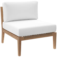 Clearwater Gray/White 4-Piece Outdoor Patio Teak Wood Sectional Sofa - Ornate Home