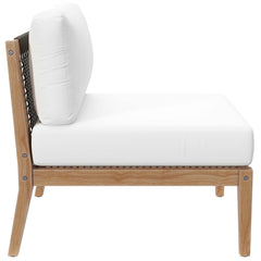 Clearwater Gray/White 4-Piece Outdoor Patio Teak Wood Sectional Sofa - Ornate Home