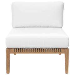 Clearwater Gray/White 4-Piece Outdoor Patio Teak Wood Sectional Sofa - Ornate Home
