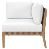 Clearwater Gray/White 5-Piece Outdoor Patio Teak Wood Sectional Sofa - Ornate Home
