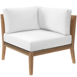 Clearwater Gray/White 6-Piece Outdoor Patio Teak Wood Sectional Sofa - 87x116" - Ornate Home