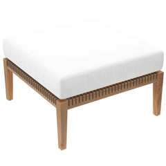 Clearwater Gray/White 6-Piece Outdoor Patio Teak Wood Sectional Sofa - 87x87" - Ornate Home