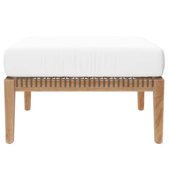 Clearwater Gray/White 6-Piece Outdoor Patio Teak Wood Sectional Sofa - 87x87" - Ornate Home
