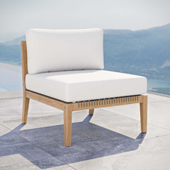 Clearwater Gray/White Outdoor Patio Teak Wood Armless Chair - Ornate Home