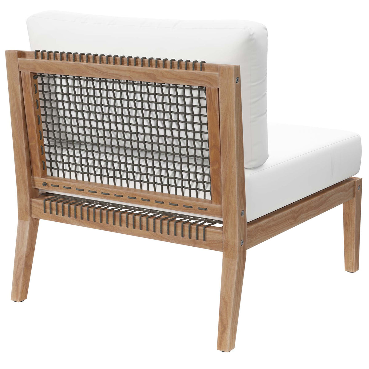 Clearwater Gray/White Outdoor Patio Teak Wood Armless Chair - Ornate Home