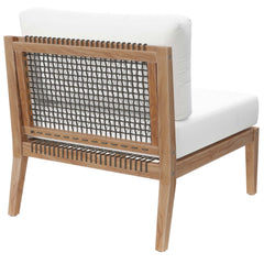 Clearwater Gray/White Outdoor Patio Teak Wood Armless Chair - Ornate Home
