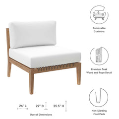 Clearwater Gray/White Outdoor Patio Teak Wood Armless Chair - Ornate Home
