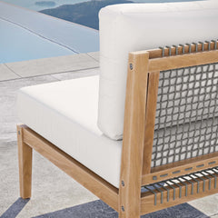 Clearwater Gray/White Outdoor Patio Teak Wood Armless Chair - Ornate Home
