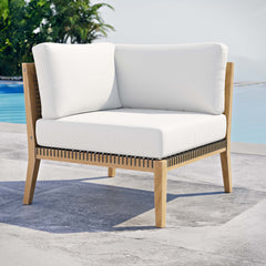 Clearwater Gray/White Outdoor Patio Teak Wood Corner Chair - Ornate Home