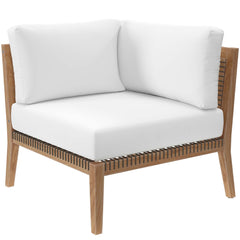 Clearwater Gray/White Outdoor Patio Teak Wood Corner Chair - Ornate Home