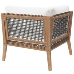 Clearwater Gray/White Outdoor Patio Teak Wood Corner Chair - Ornate Home