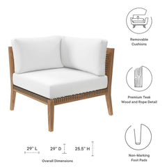 Clearwater Gray/White Outdoor Patio Teak Wood Corner Chair - Ornate Home