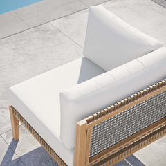 Clearwater Gray/White Outdoor Patio Teak Wood Corner Chair - Ornate Home