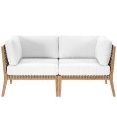 Clearwater Gray/White Outdoor Patio Teak Wood Loveseat - Ornate Home