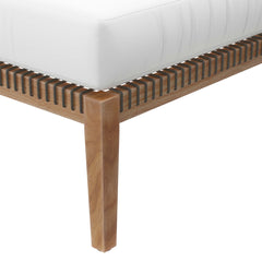 Clearwater Gray/White Outdoor Patio Teak Wood Ottoman - Ornate Home