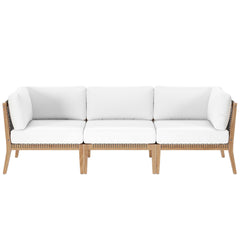 Clearwater Gray/White Outdoor Patio Teak Wood Sofa - Ornate Home