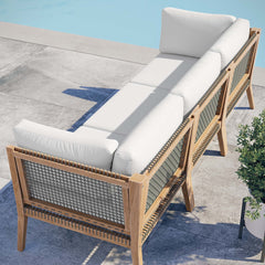 Clearwater Gray/White Outdoor Patio Teak Wood Sofa - Ornate Home