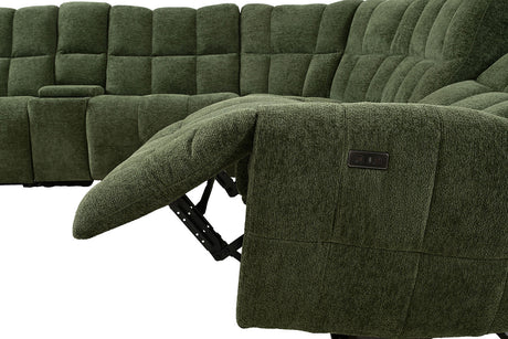 Clemens Jade Green Power Sectional - Ornate Home