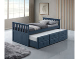 Clemens Midnight Blue Twin Captain Bed w/ Trundle - Ornate Home