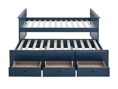 Clemens Midnight Blue Twin Captain Bed w/ Trundle - Ornate Home