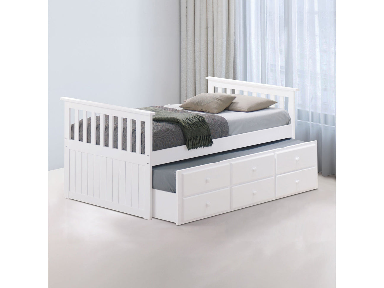 Clemens White Twin Captain Bed - Ornate Home